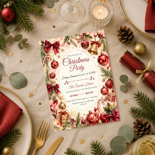 Invitación Fiesta Navideña Vintage Festiva