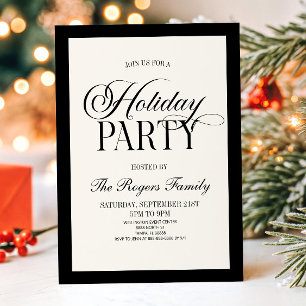 Invitación Fiesta Navideña Vintage Old Money Negro Beige