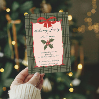 Invitación Fiesta navideña vintage retro rayas navidad