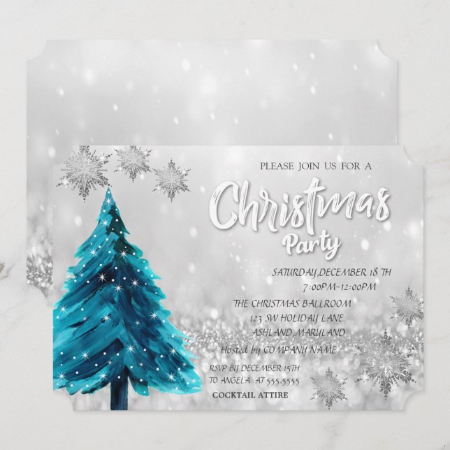 Invitación Fiesta navideño corporativo de Bokeh (Anverso / Reverso)