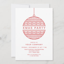 Invitación Fiesta navideño de moda en rojo con bola de Navida