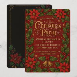 Invitación Fiesta navideño vintage cálido y festivo