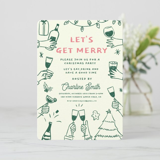 Invitación Fiesta navideñoMano de escritura divertida (Subido por el creador)