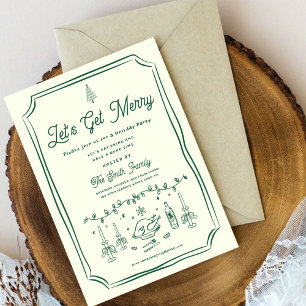 Invitación Fiesta navideñoMano de escritura divertida