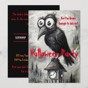 Invitación Fiesta negra gótica y fiesta de Halloween con fant