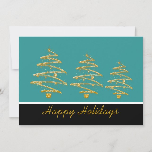 Invitación fiesta negro del árbol de Navidad Aqua (Anverso)