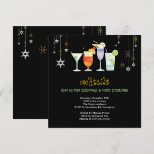 Invitación Fiesta negro descarado de los vidrios de cóctel