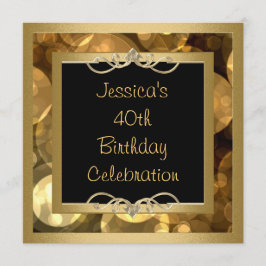 Invitación Fiesta negro elegante del marco metálico de las