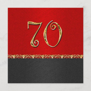 Invitación Fiesta negro elegante del oro del rojo 70.o
