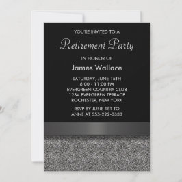 Invitación Fiesta negro gris de jubilación