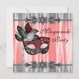 Invitación Fiesta negro rojo disfrazado de blanco
