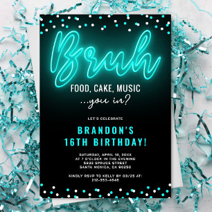 INVITACIÓN FIESTA NEÓN DE CUMPLEAÑOS PARA CHICO ADOLESCENTE
