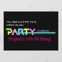 FIESTA Neon Glow Lights Rave Club Fiesta Invitació