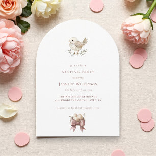 Invitación Fiesta NESTING mínimo de acuarela para aves bebés