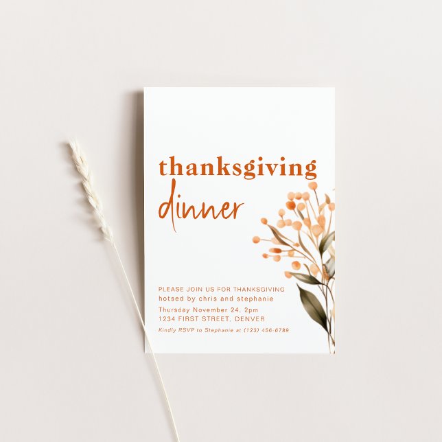 Invitación Fiesta Neutral simple de la cena de Acción de Grac (Subido por el creador)