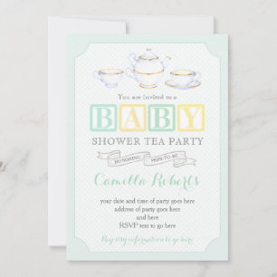 Invitación Fiesta Neutral Vintage Baby Shower Tea