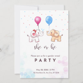 Invitación fiesta, niño o chica, elefante