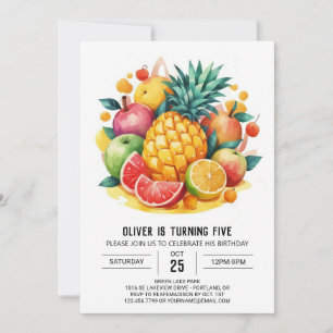 Invitación Fiesta Niños Frutos Editables Cumpleaños