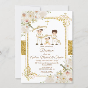 Invitación Fiesta Niños Mexicanos Baptismo de Oro e Invitació