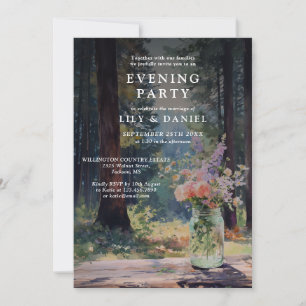 Invitación Fiesta Nocturna Rústica Boho Bosque Floral en Tarr