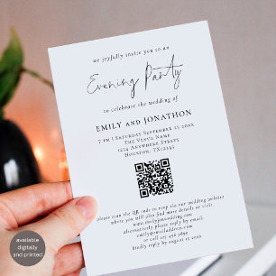 Invitación Fiesta nocturno de Boda de código QR de escritura