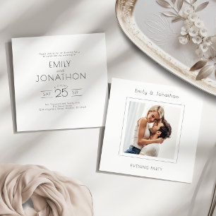 Invitación Fiesta nocturno de Boda de fotografía minimalista