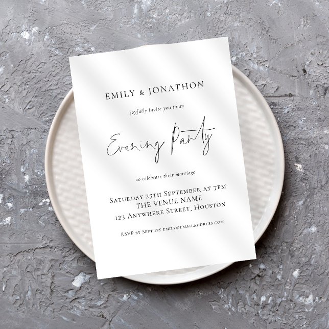 Invitación Fiesta nocturno de Boda de guiones minimalistas (Subido por el creador)