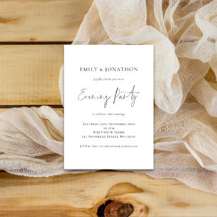 Invitación Fiesta nocturno de Boda de guiones minimalistas