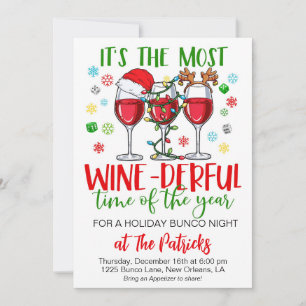 Invitación Fiesta nocturno de Bunco navidades