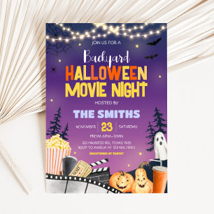 Invitación Fiesta nocturno de cine Backyard Halloween Party