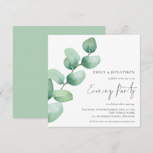Invitación Fiesta nocturno de Eucalipto Boda de acuarela mode