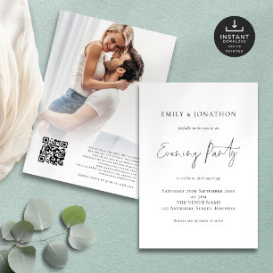 Invitación Fiesta nocturno de QR Boda con guión superpuesto
