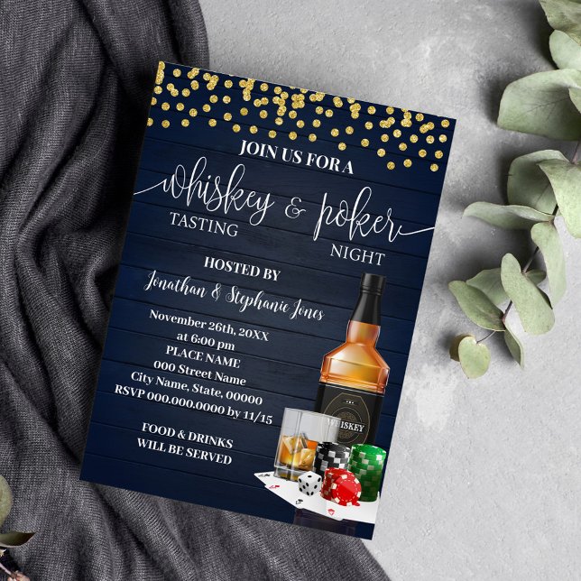 Invitación Fiesta nocturno de Whiskey y Poker bebe noche fuer (Subido por el creador)