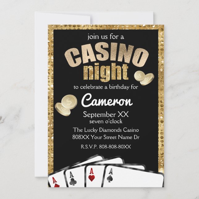 Invitación Fiesta nocturno del Casino Gold Diamonds (Anverso)