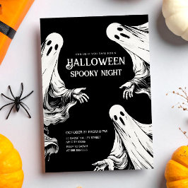 Invitación Fiesta nocturno espeluznante de Halloween con dos 