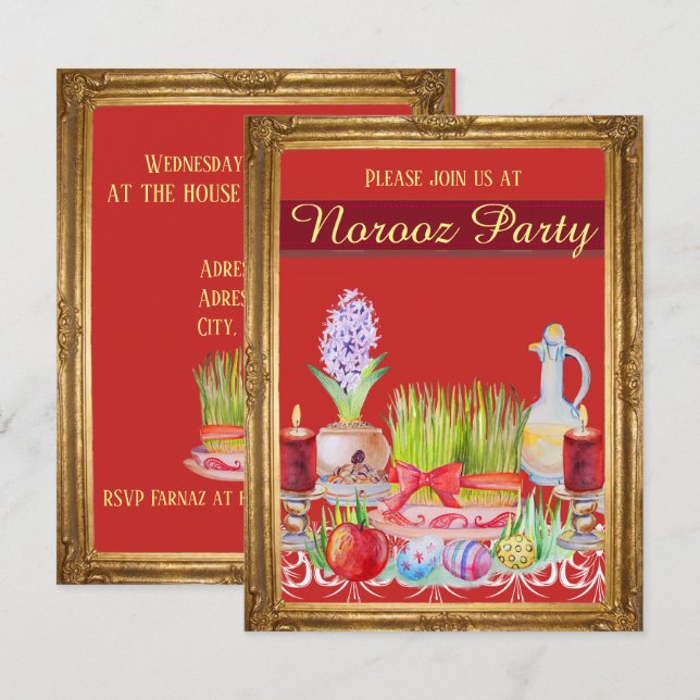 Invitación fiesta noruego Haft Sin (Anverso / Reverso)