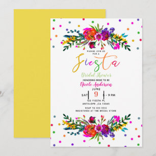 Invitación Fiesta Nupcial Blanca Floral Moderna Brillante
