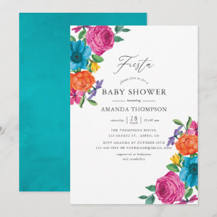 Invitación Fiesta Nupcial de Floral Acuarela Baby Shower