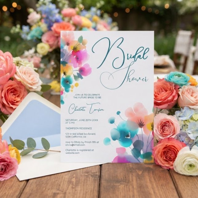 Invitación Fiesta Nupcial Flores Coloridas (Subido por el creador)