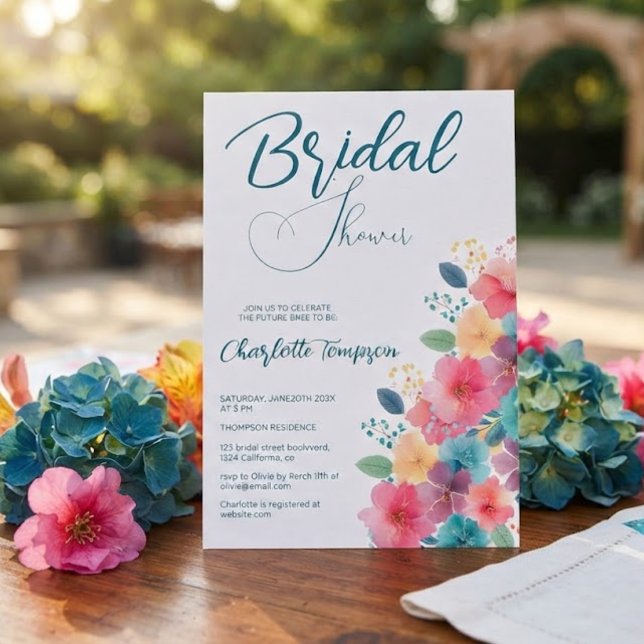 Invitación Fiesta Nupcial Flores Coloridas (Subido por el creador)