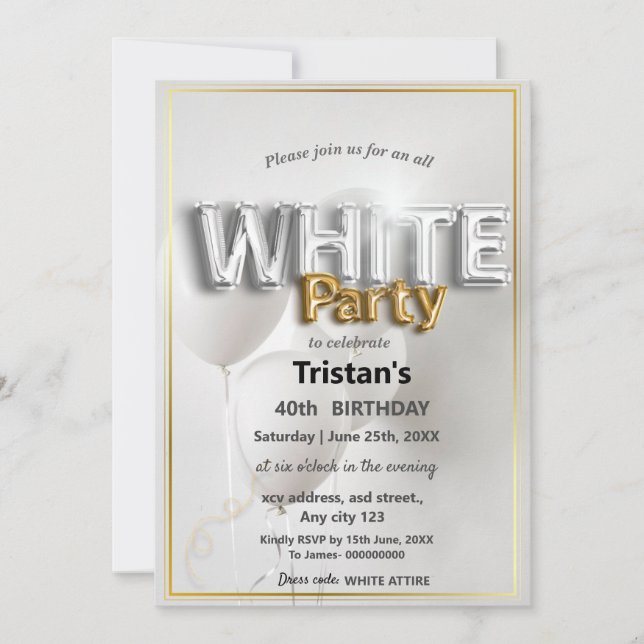 Invitación Fiesta o reunión exclusivamente para blancos (Anverso)