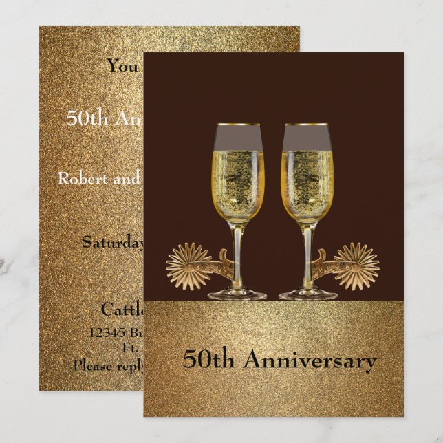 Invitación Fiesta Occidental Champagne Y Personalizado Gorra  (Anverso / Reverso)