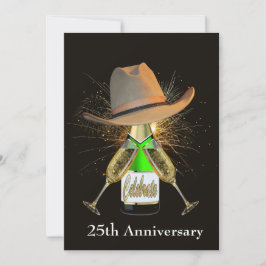 Invitación Fiesta Occidental Champagne Y Sombrero De Vaquero 