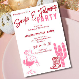 Invitación Fiesta occidental de Galentine's Day para solteras