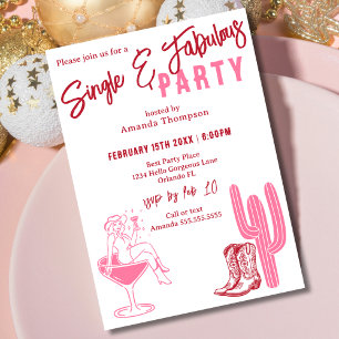 Invitación Fiesta occidental de Galentine's Day para solteras