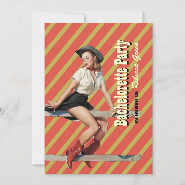 Invitación fiesta occidental del bachelorette de la vaquera (Anverso)