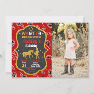 Invitación Fiesta Occidental Vaquera Deseada Cumpleaños Foto