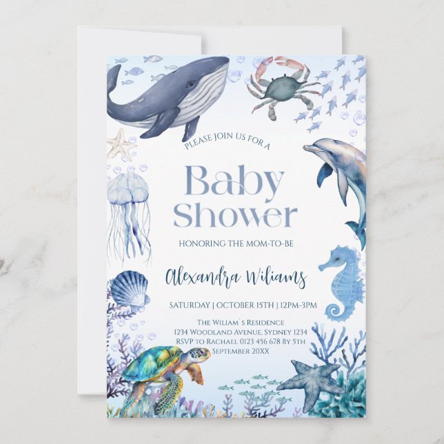Invitación Fiesta Ocean Baby Shower (Anverso)