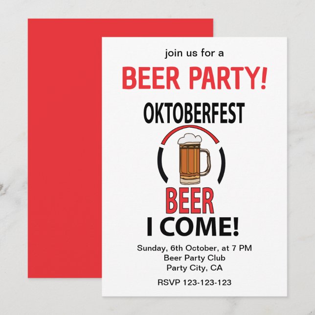 Invitación Fiesta Oktoberfest (Anverso / Reverso)