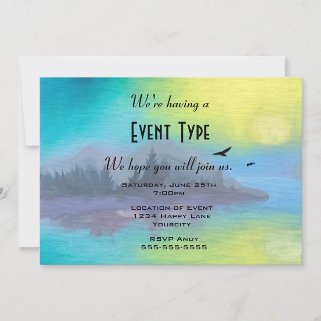 Invitación Fiesta paisajístico del Lago Montañoso Escénico (Anverso)